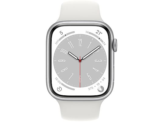 Apple Watch Series 8 45mm Zilver Sportband Wit - Afbeelding 2