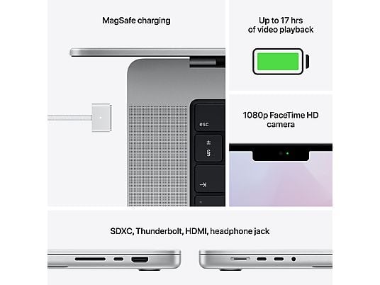 Apple MacBook Pro 2021 M1 | 14.2" | M1 Pro 8-Core CPU | 14-Core GPU | 16 GB | 1 TB SSD | zilver - Afbeelding 4